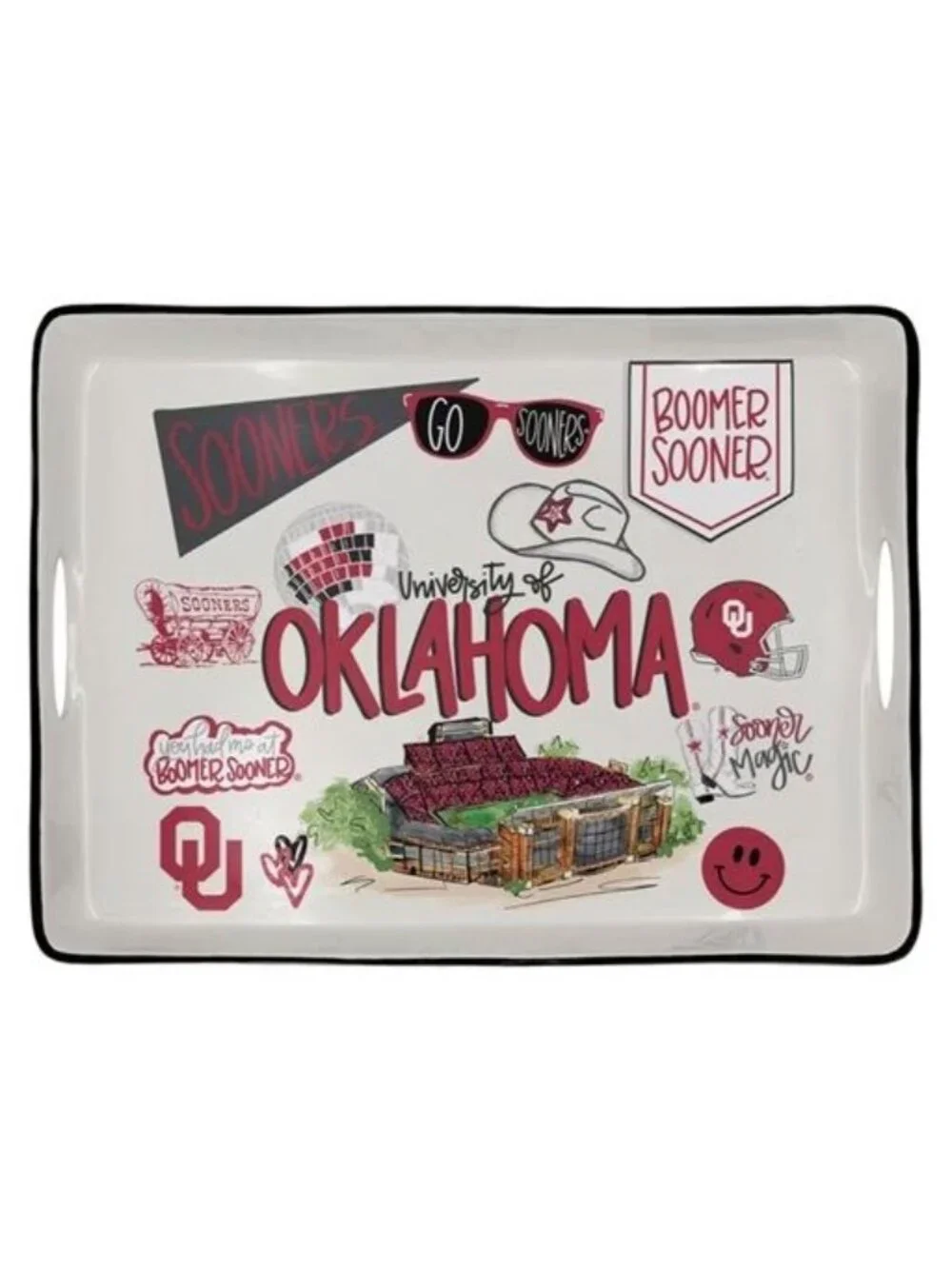 University Of Oklahoma Ceramic Serving Tray 16